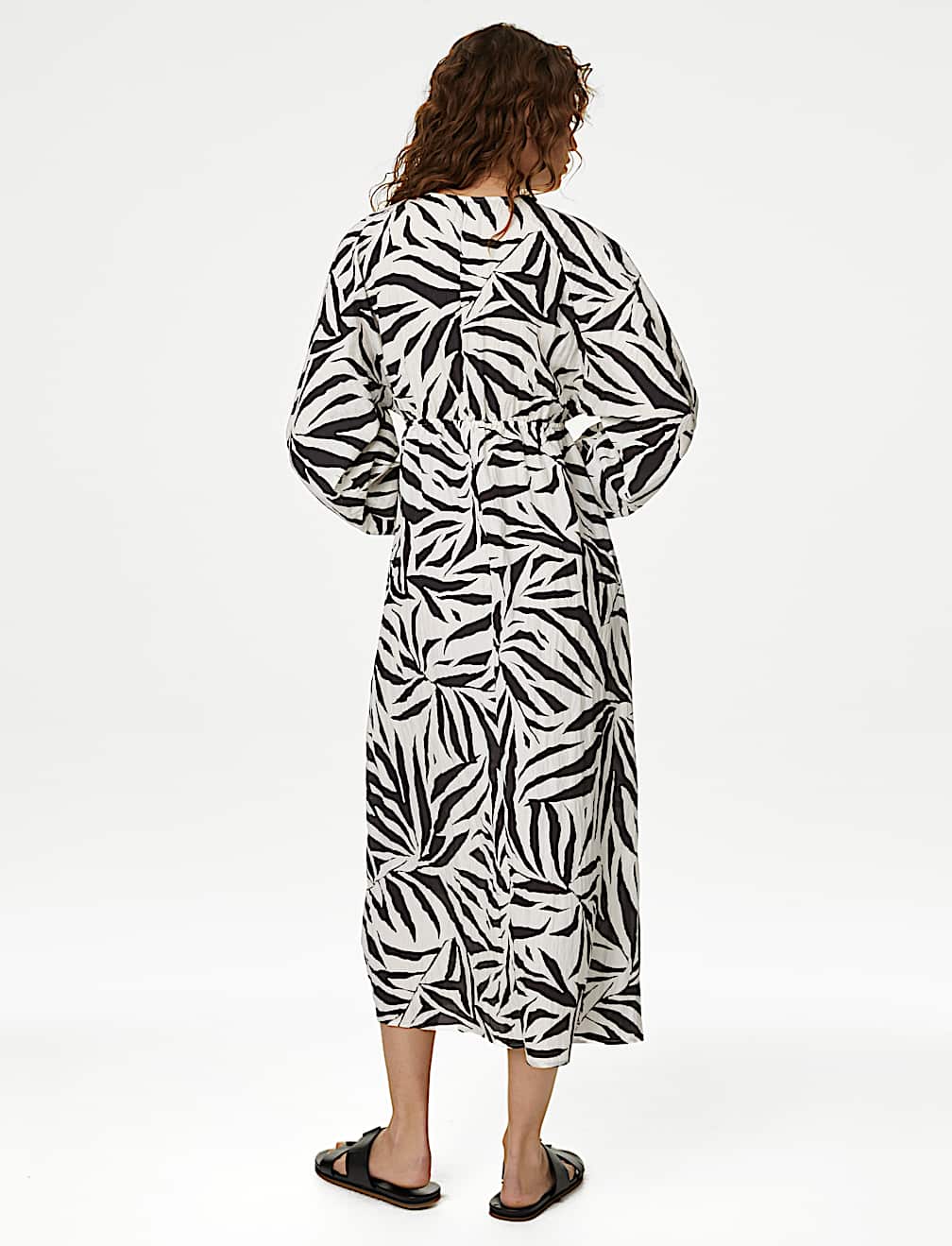 Printed V-Neck Midi Tea Dress