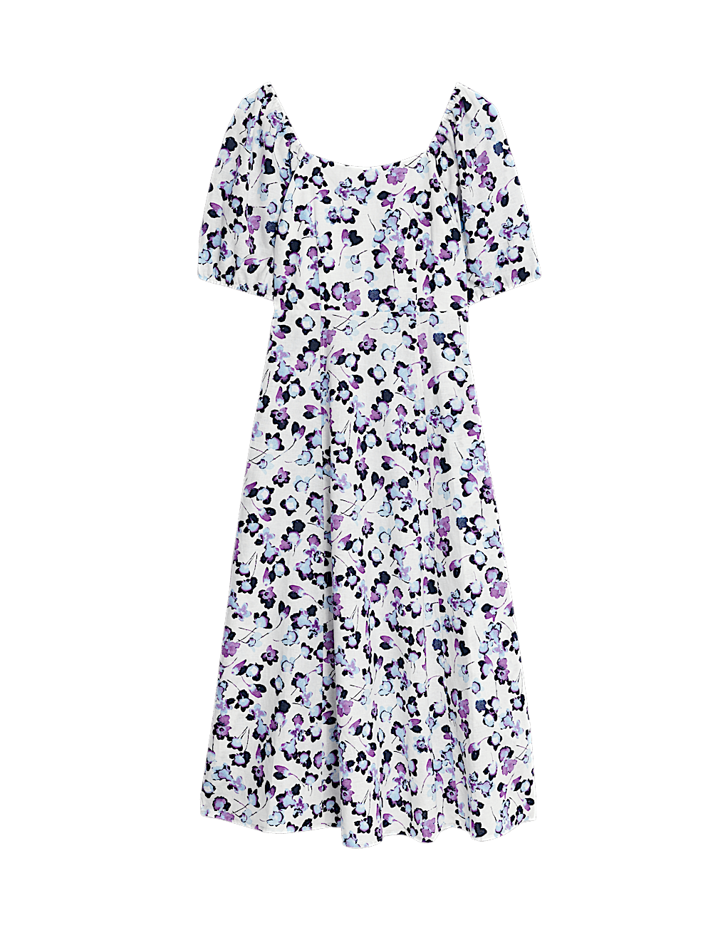 Linen Rich Square Neck Midaxi Day Dress