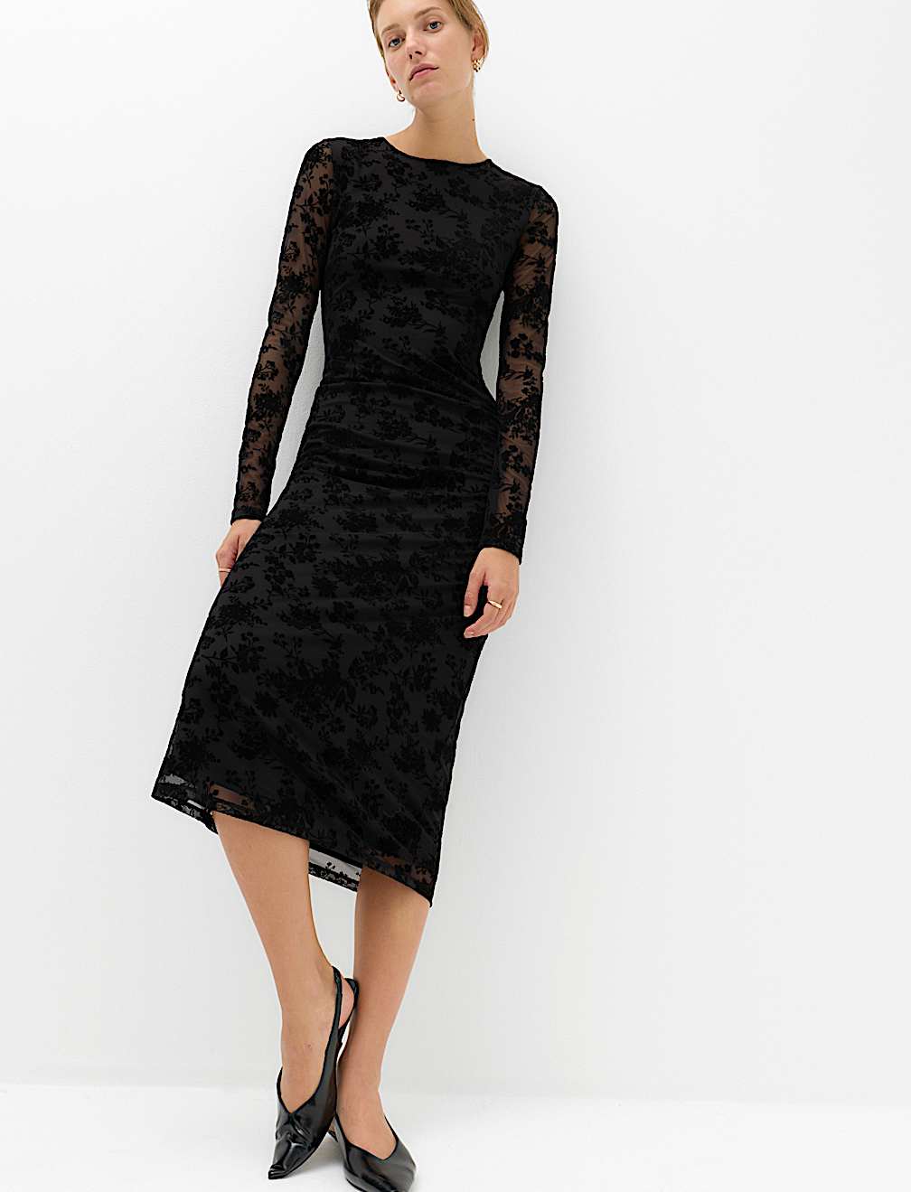 Jersey Flora Flockedl Midaxi Column Dress