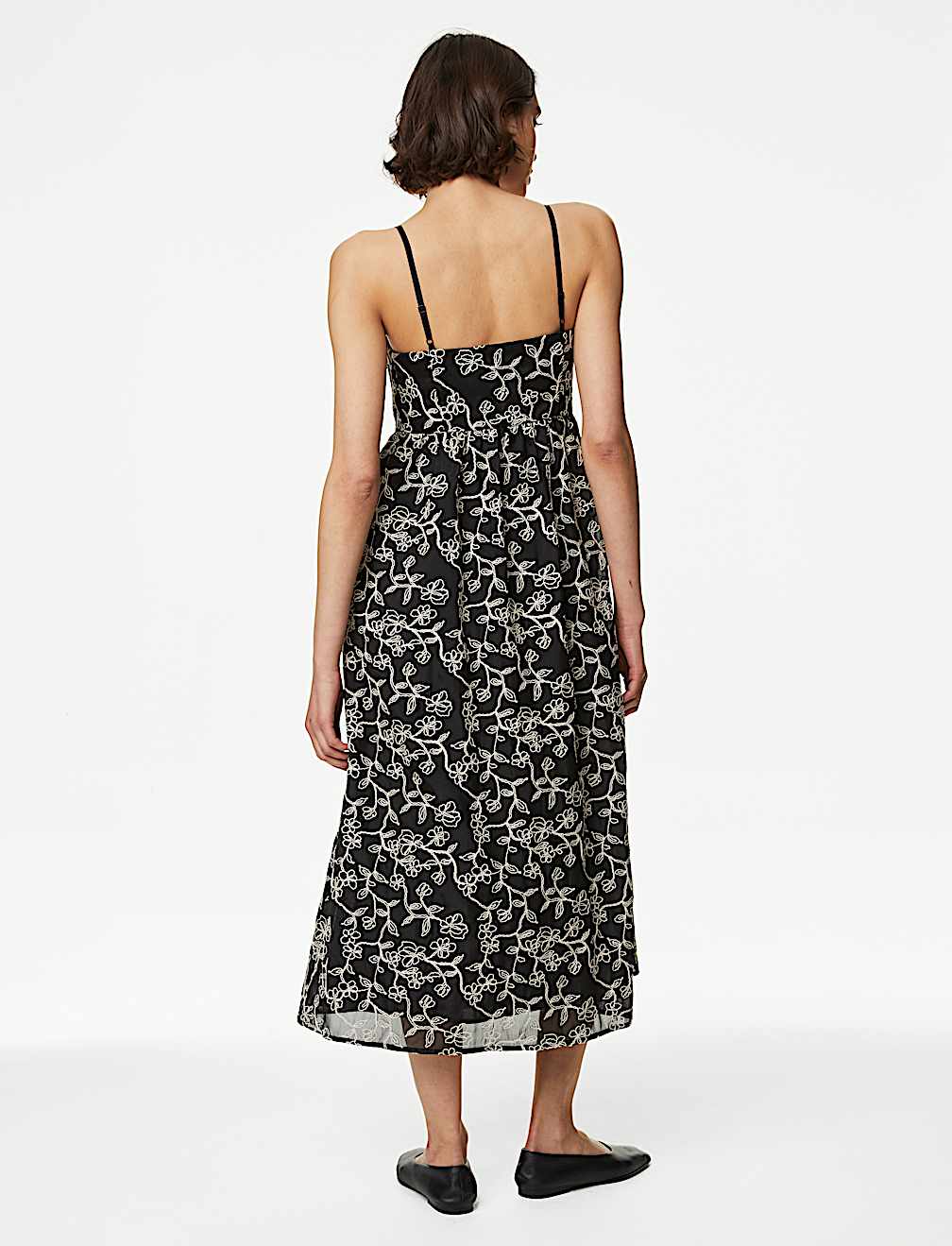 Lace Square Neck Midaxi Waisted Dress