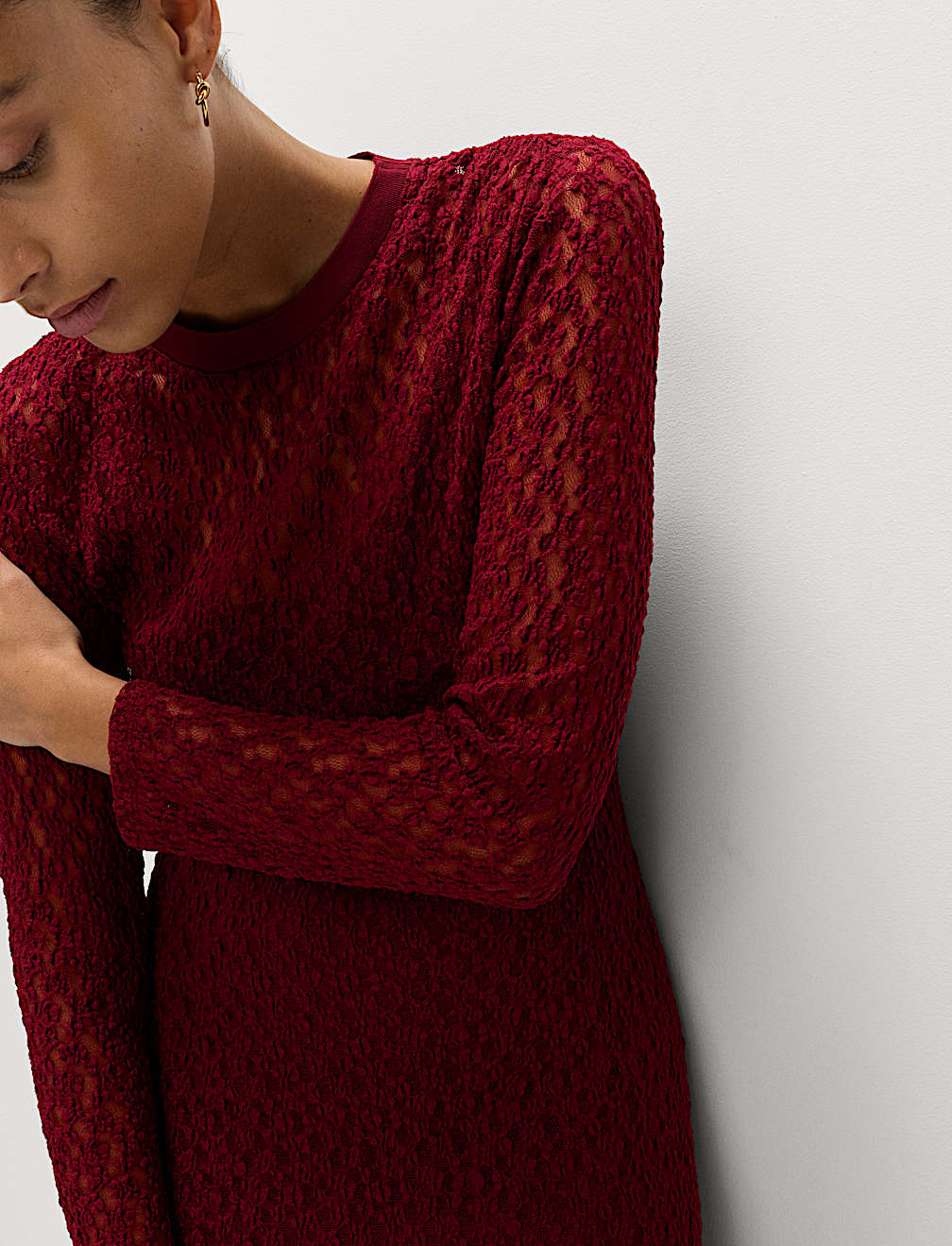 Jersey Knitted Lace Midaxi Dress