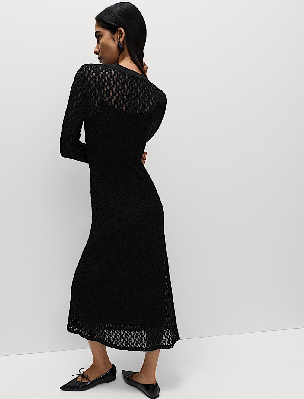 Jersey Knitted Lace Midaxi Dress