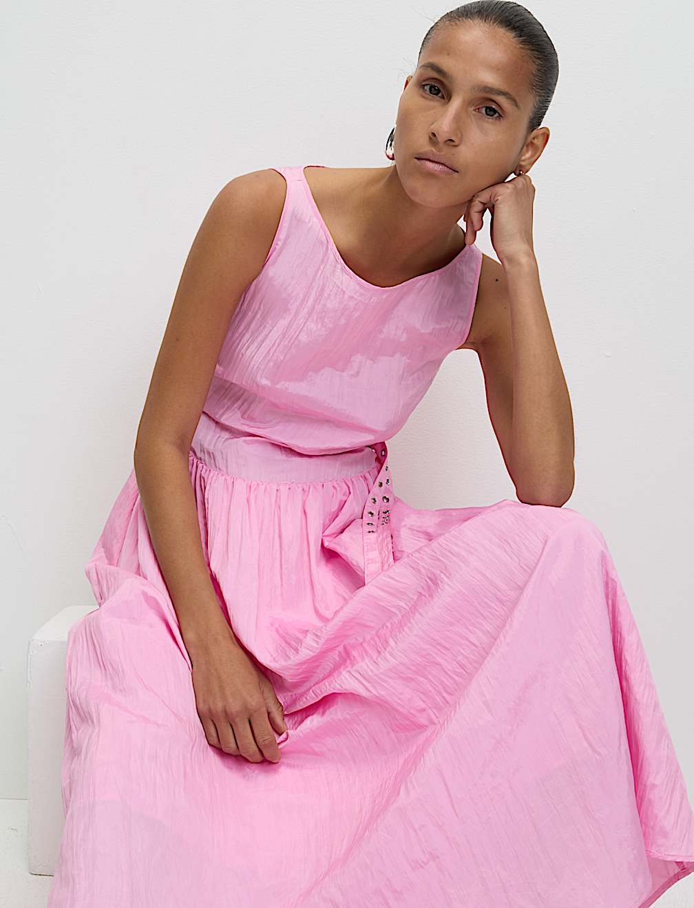 Belted Midaxi Waisted Dress