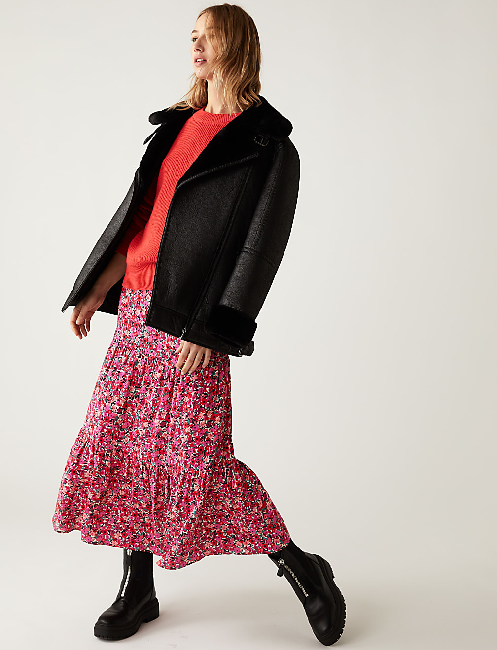 Printed Midaxi Tiered Skirt