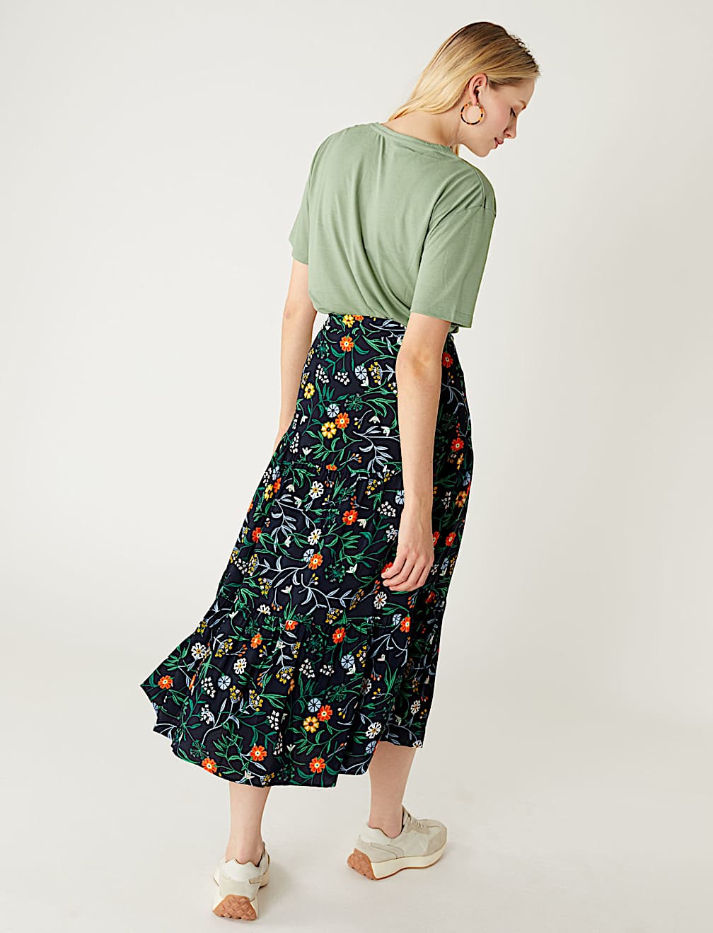 Printed Midaxi Tiered Skirt