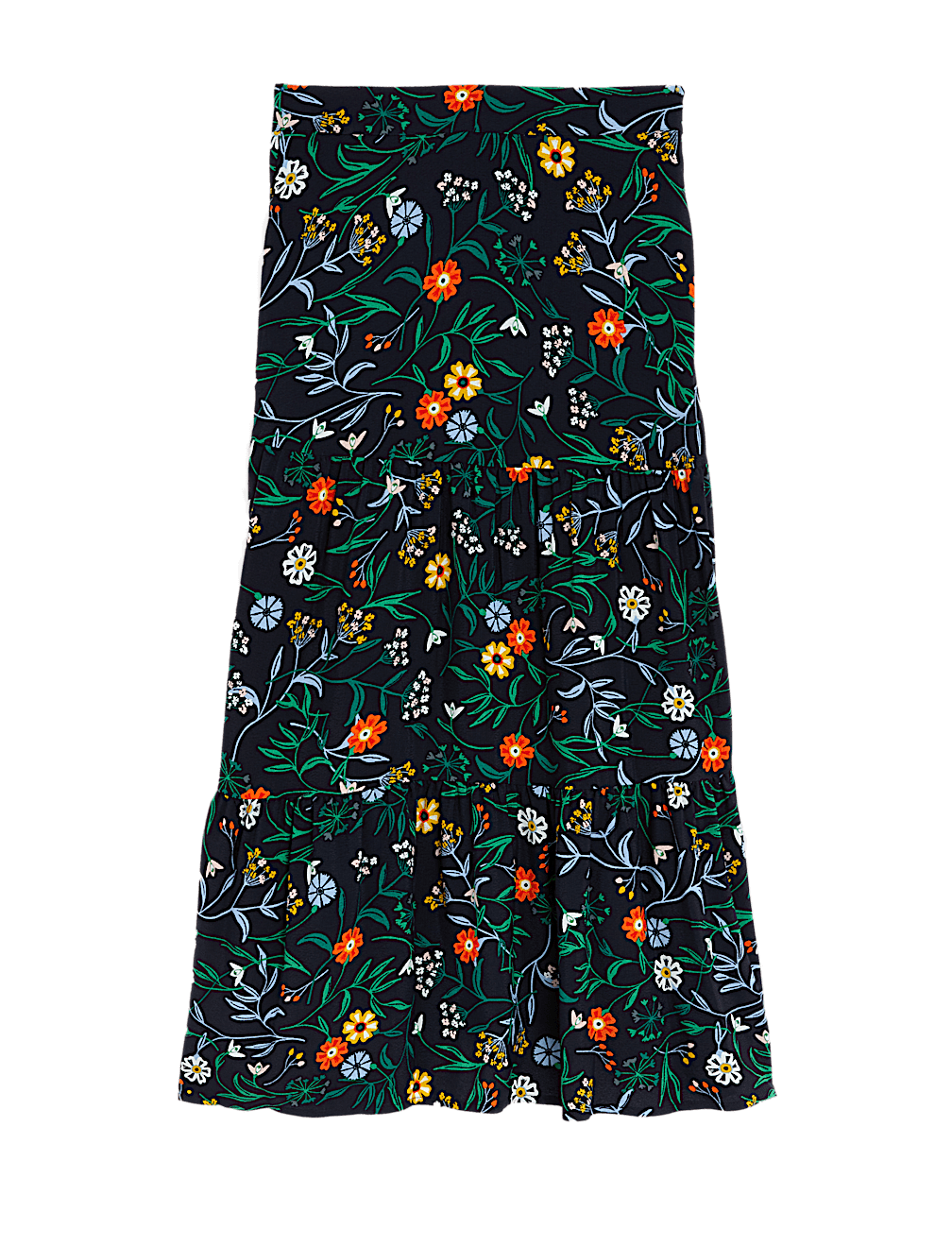 Printed Midaxi Tiered Skirt