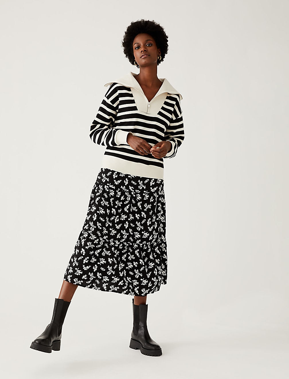 Printed Midaxi Tiered Skirt