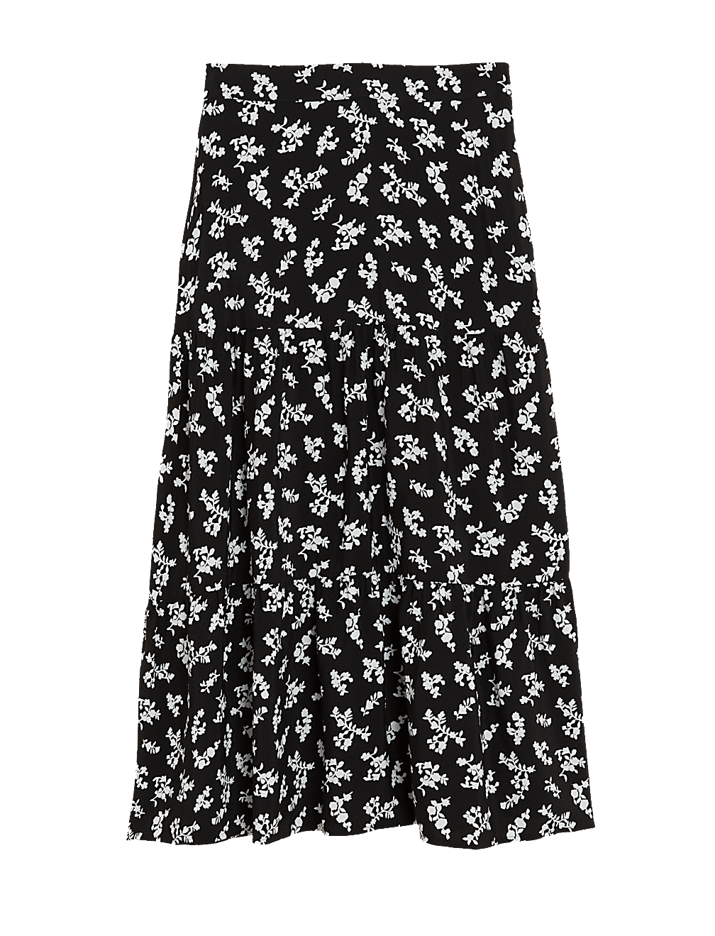 Printed Midaxi Tiered Skirt