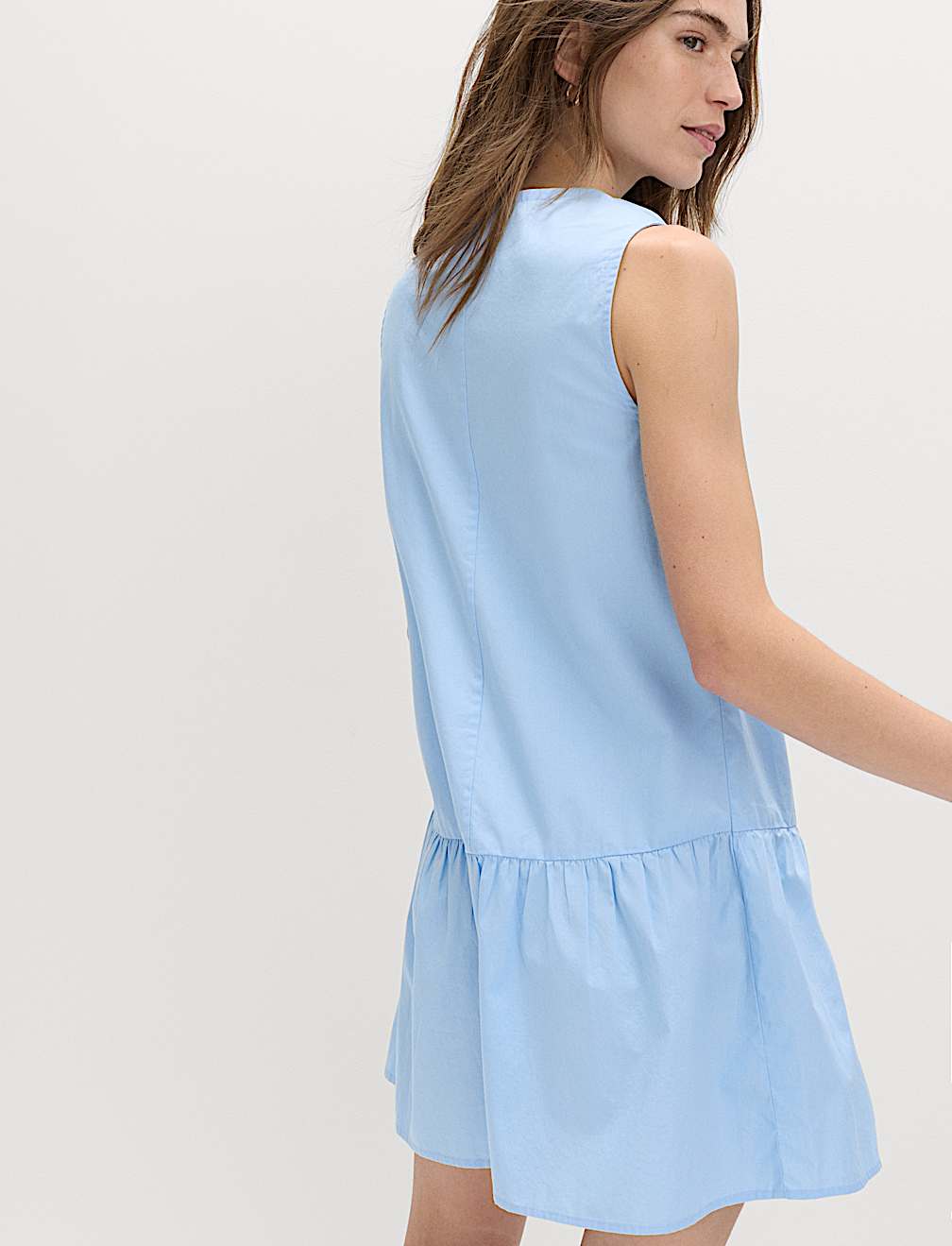 Pure Cotton Tie Detail Mini Tiered Dress