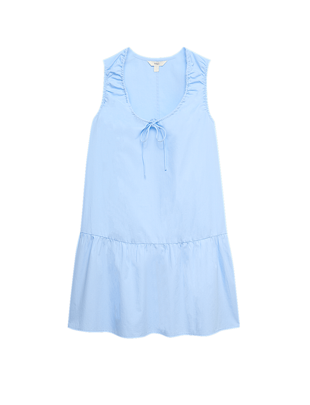 Pure Cotton Tie Detail Mini Tiered Dress