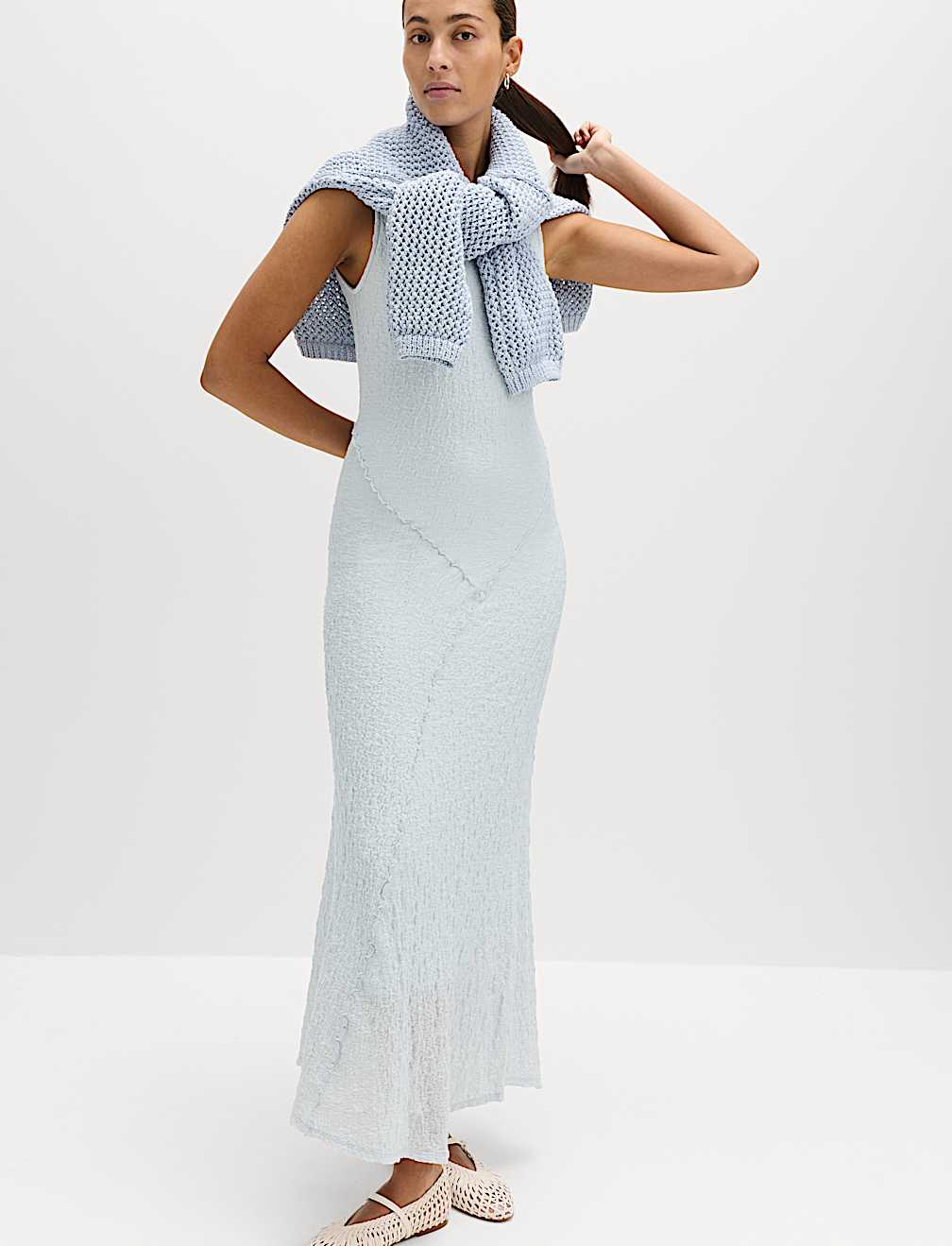 Cotton Rich Textured Midaxi Column Dress