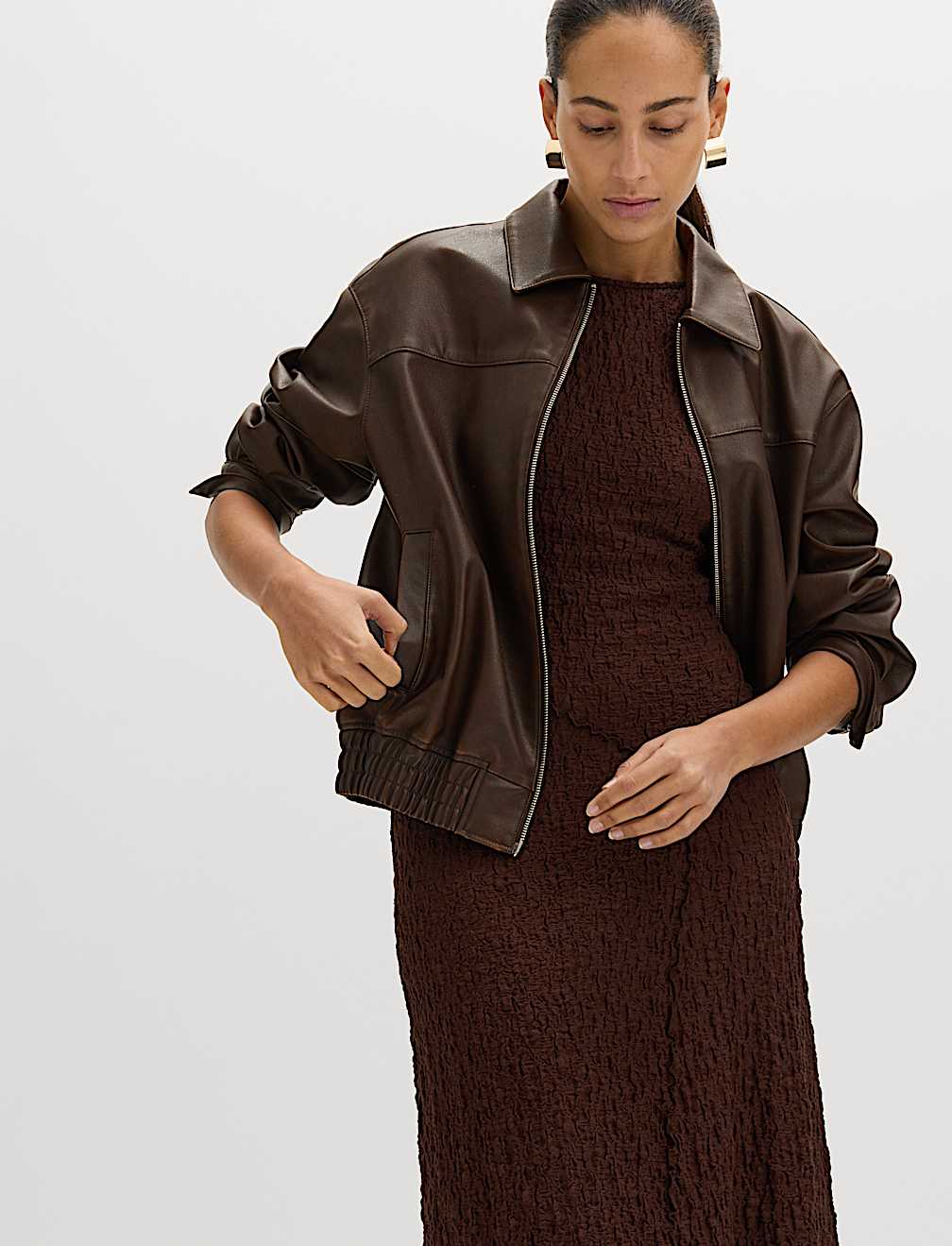 Cotton Rich Textured Midaxi Column Dress