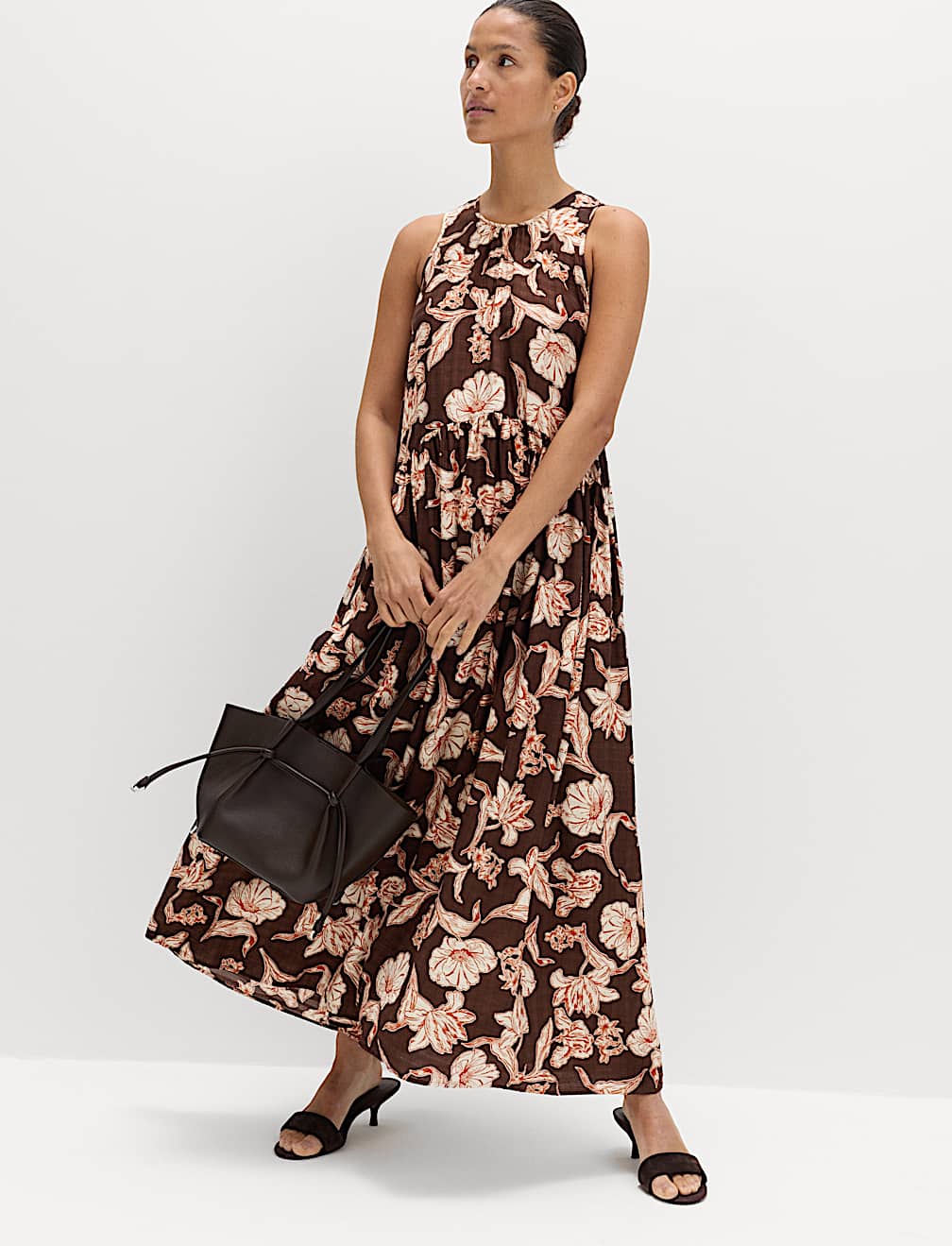 Floral Relaxed Maxi Waisted Dress