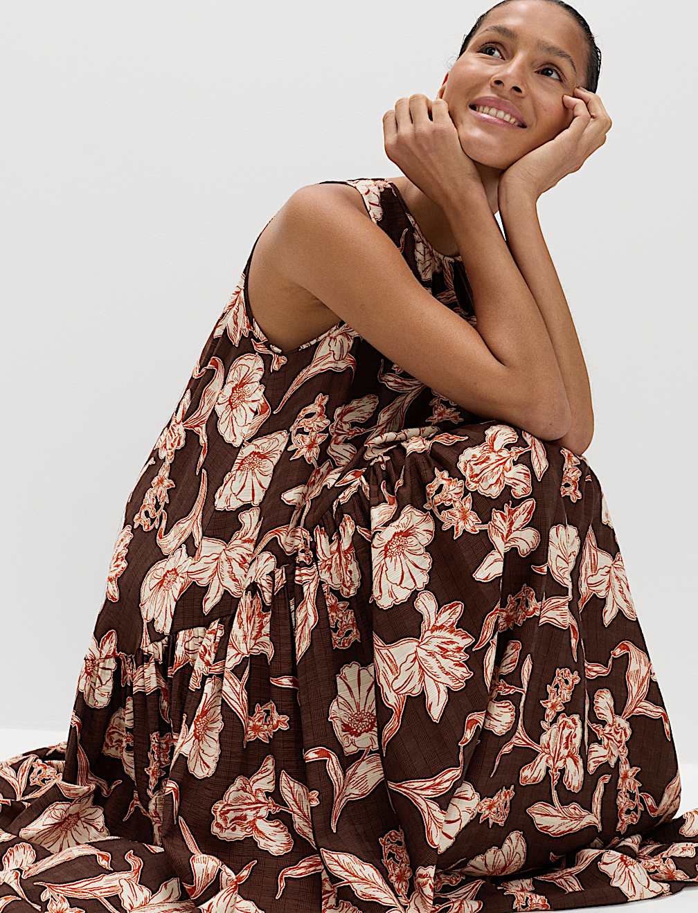 Floral Relaxed Maxi Waisted Dress