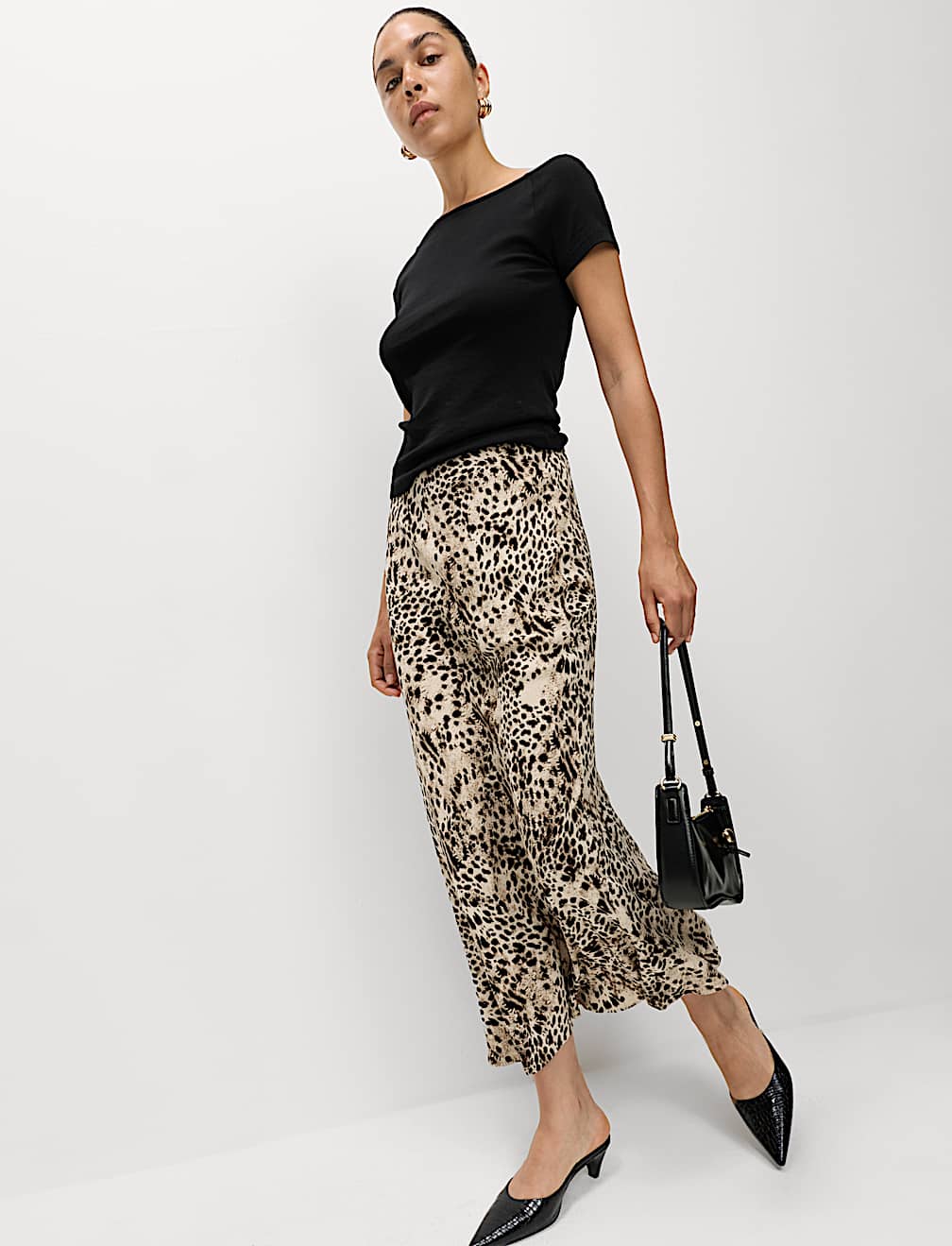 Animal Print Maxi Slip Skirt