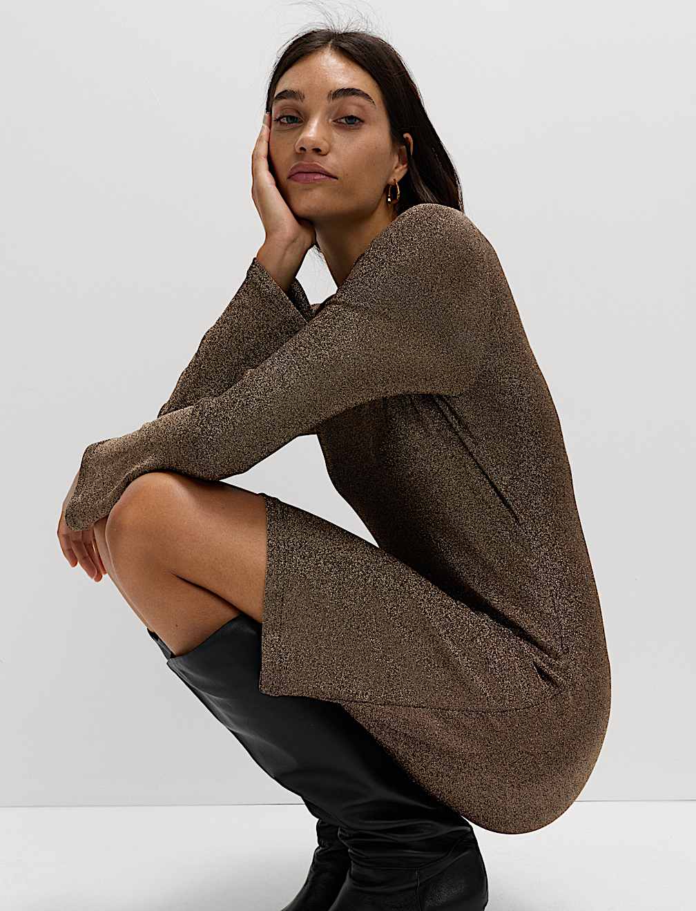 Metallic Mini Shift Dress