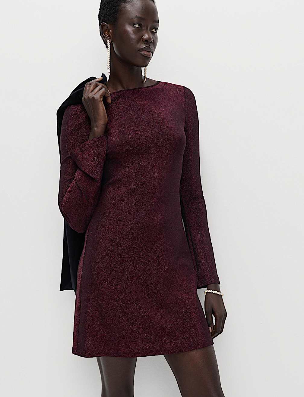 Metallic Mini Shift Dress