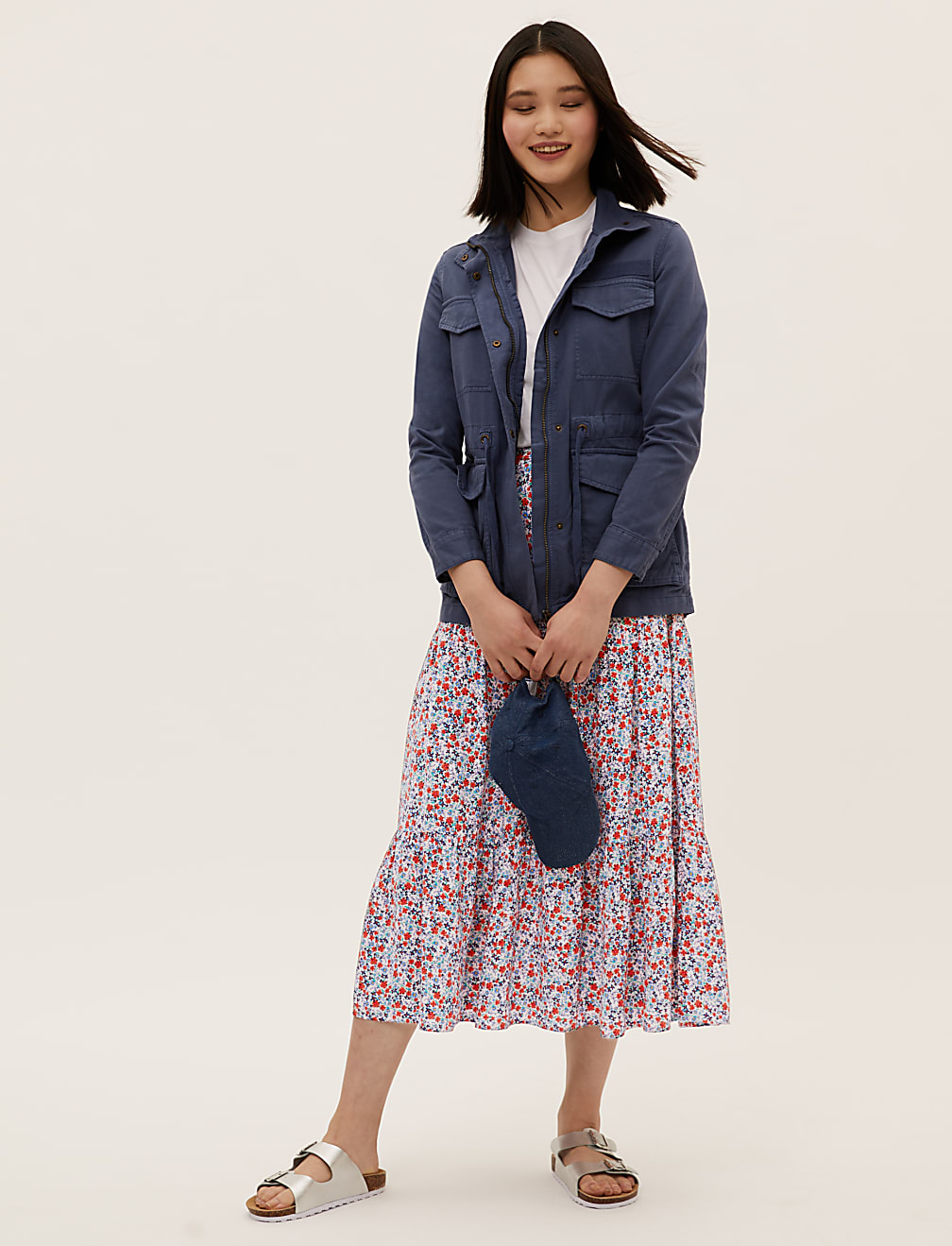 Ditsy Floral Midaxi Tiered Skirt