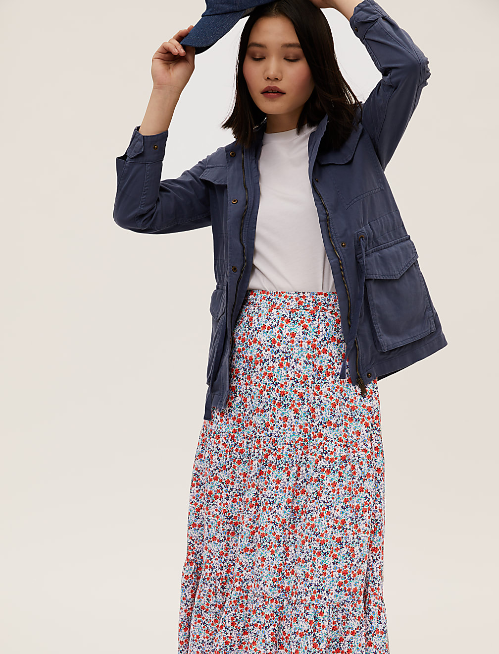 Ditsy Floral Midaxi Tiered Skirt
