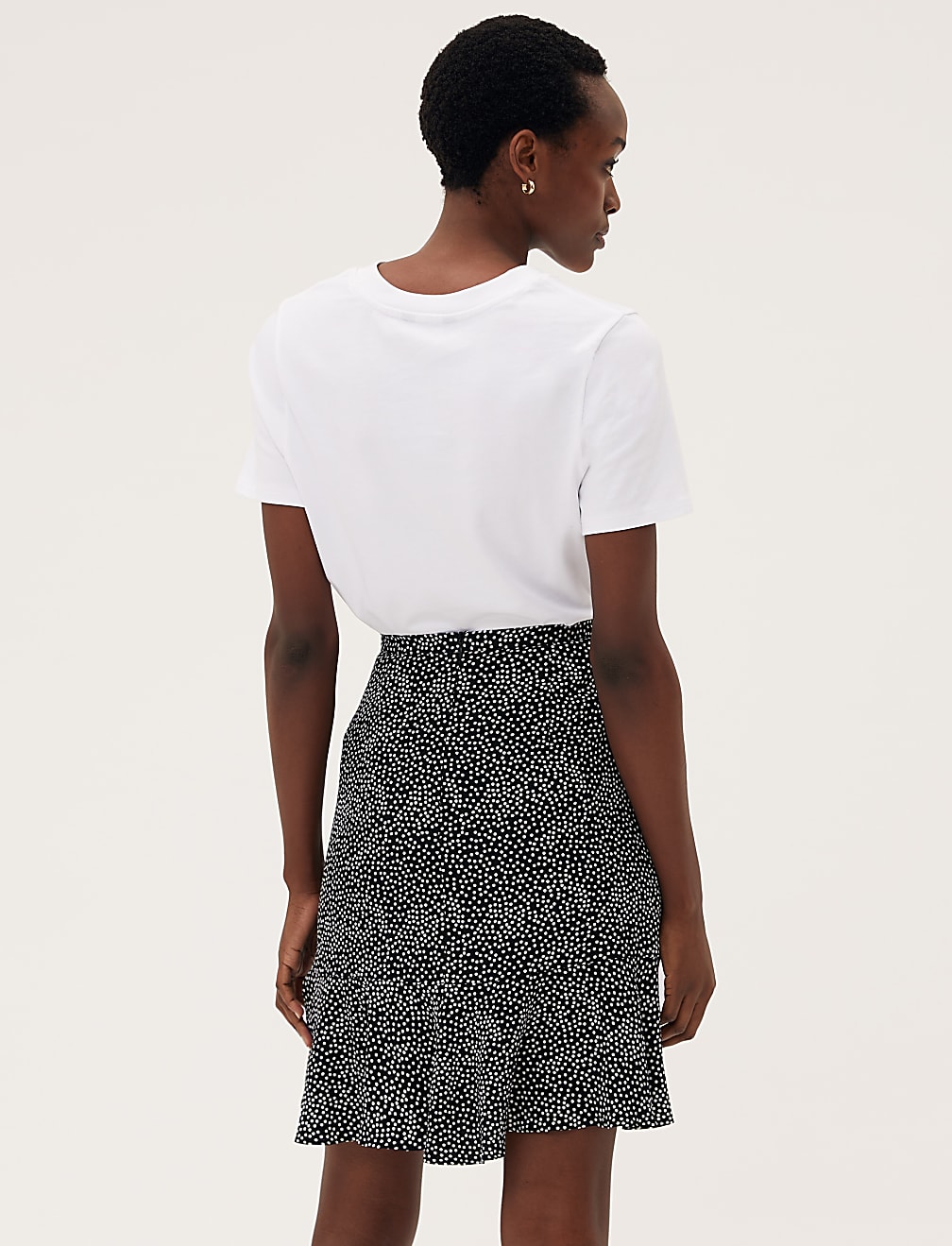 Polka Dot Ruffle Mini Wrap Skirt