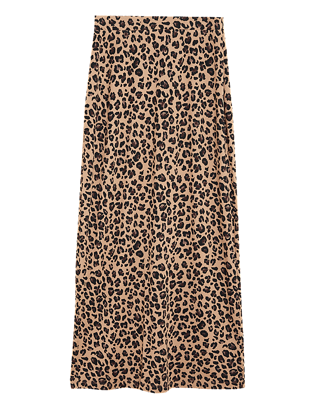 Animal Print Ribbed Maxi A-Line Skirt