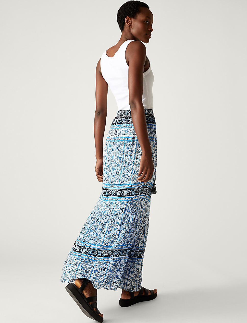Printed Maxi Tiered Skirt