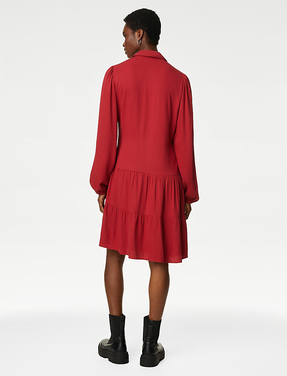 V-Neck Knee Length Tiered Dress