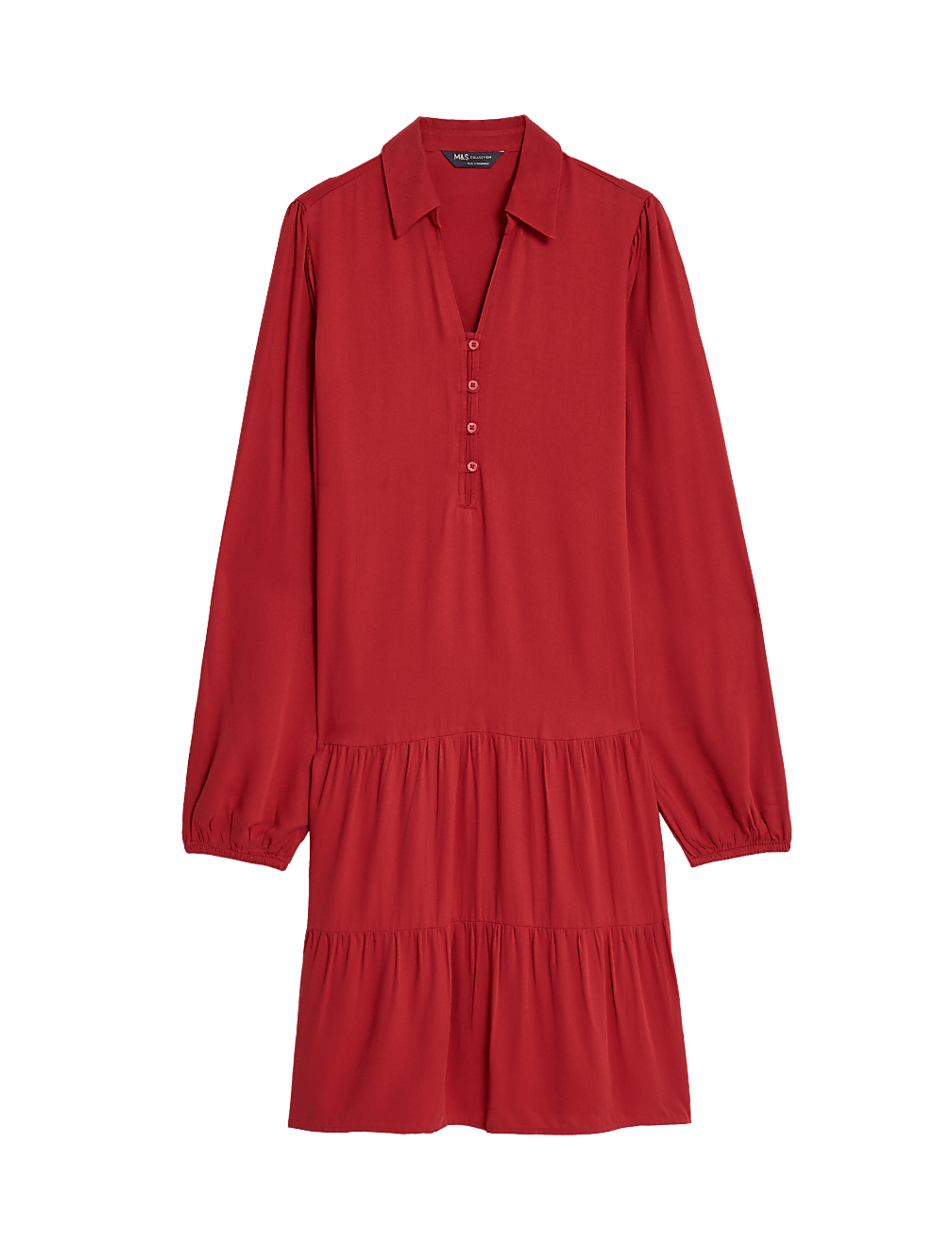 V-Neck Knee Length Tiered Dress