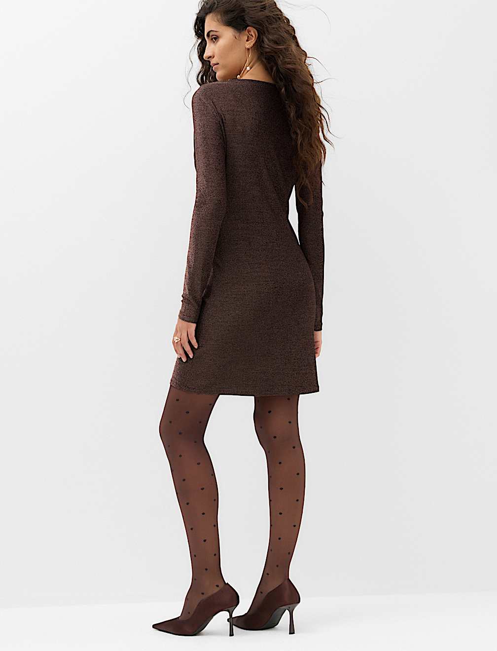 Sparkly Round Neck Mini Column Dress