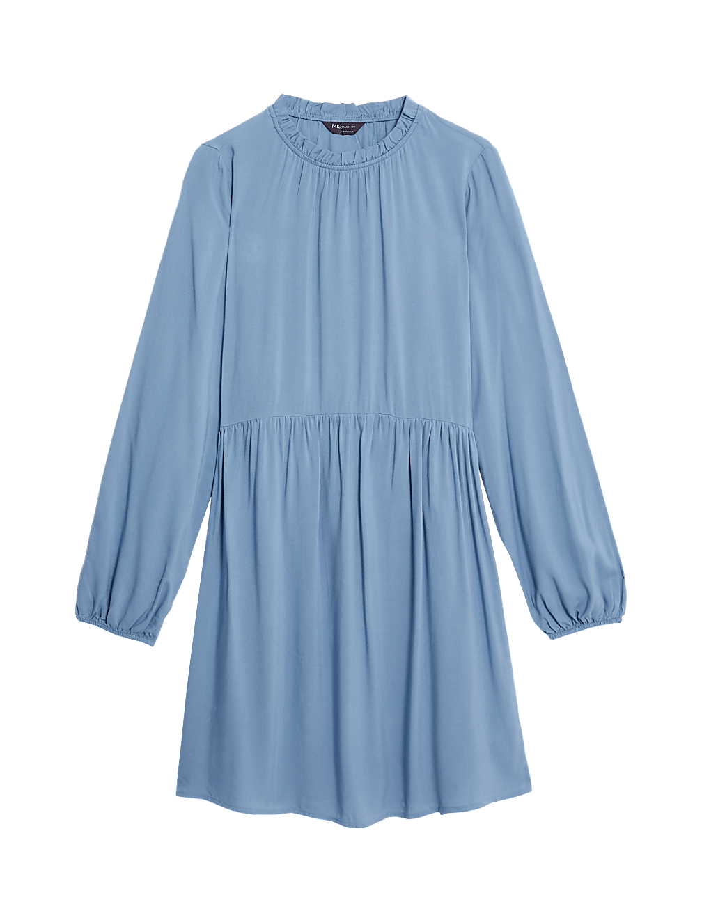 Funnel Neck Frill Detail Mini Skater Dress