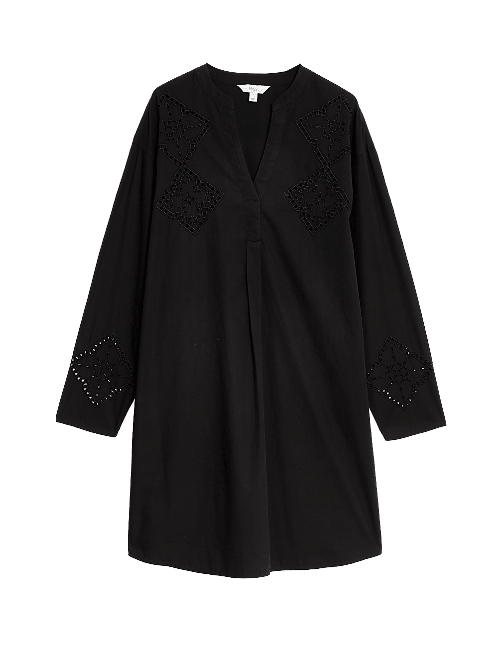 Pure Cotton V-Neck Mini Relaxed Shift Dress
