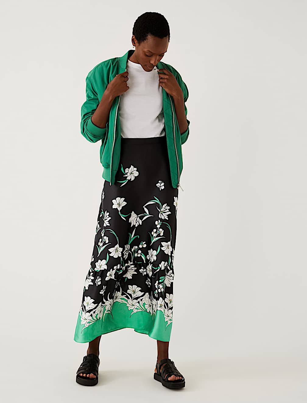 Floral Midaxi A-Line Skirt