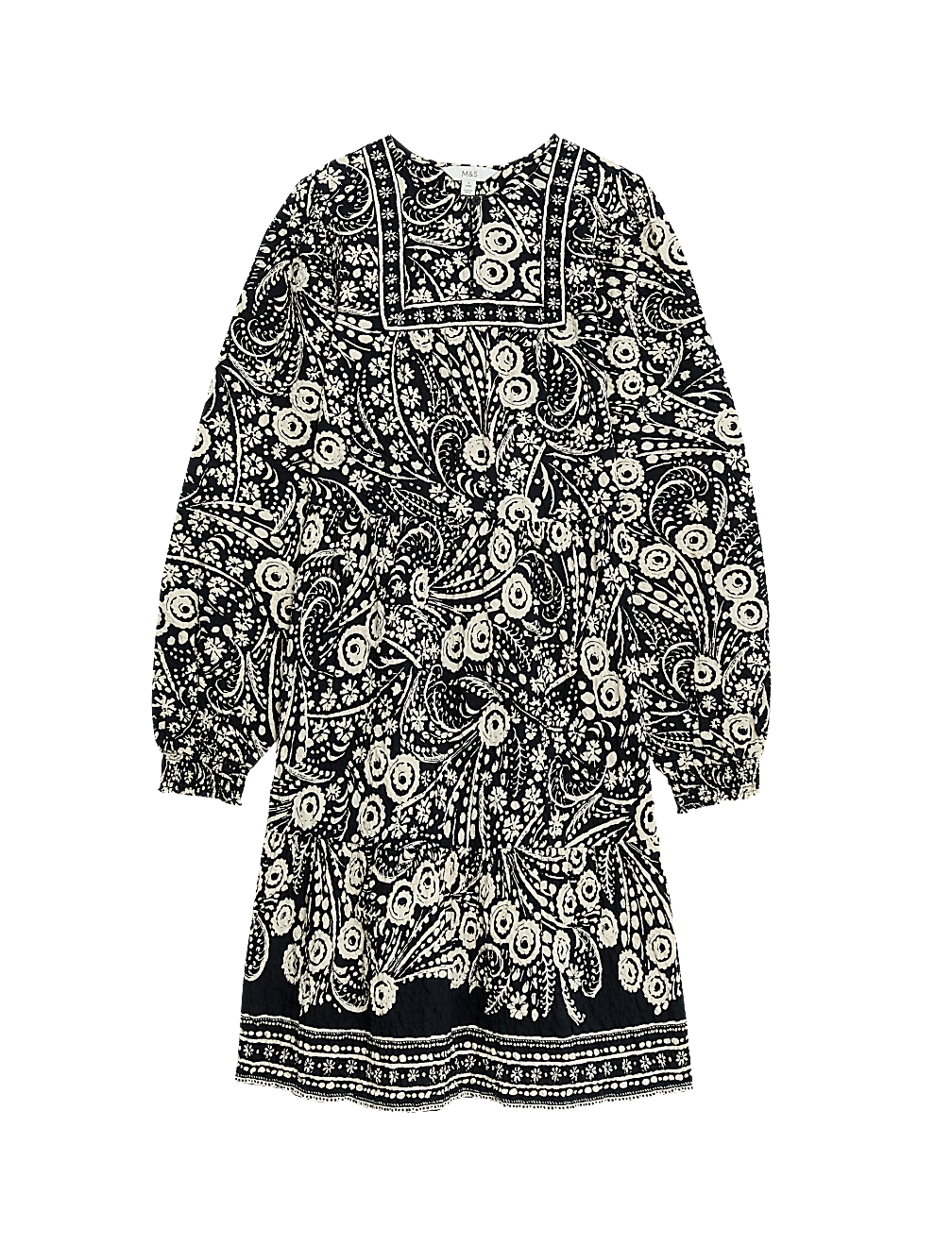 Cotton Rich Textured Yoke Mini Dress