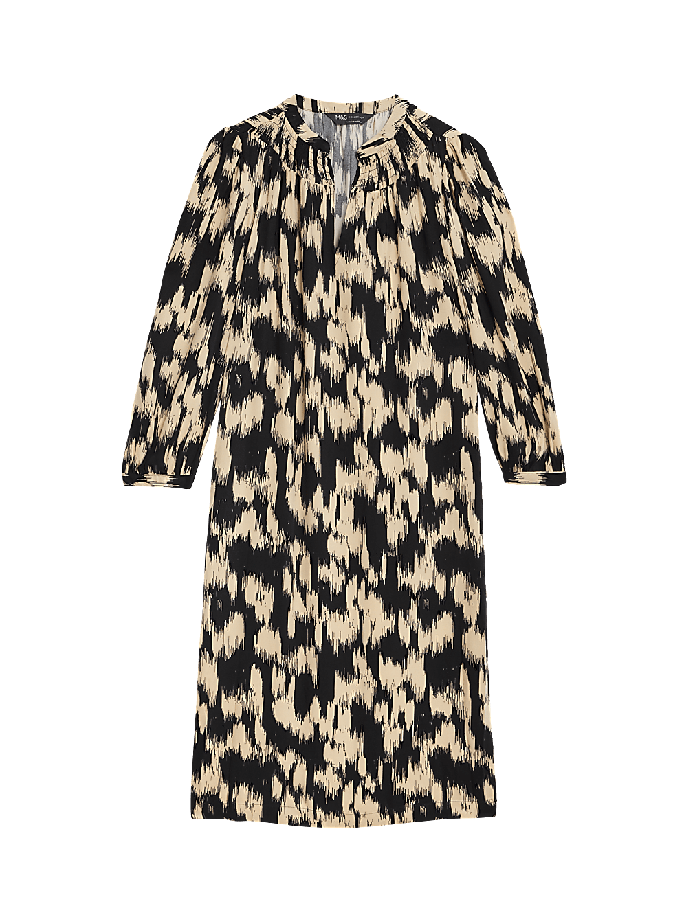 Printed V-Neck Knee Length Shift Dress