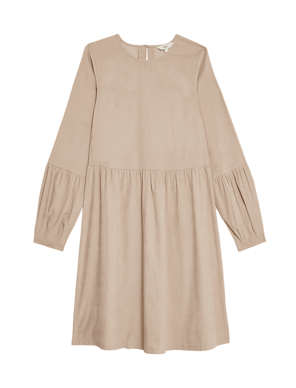 Cord Round Neck Mini Waisted Dress