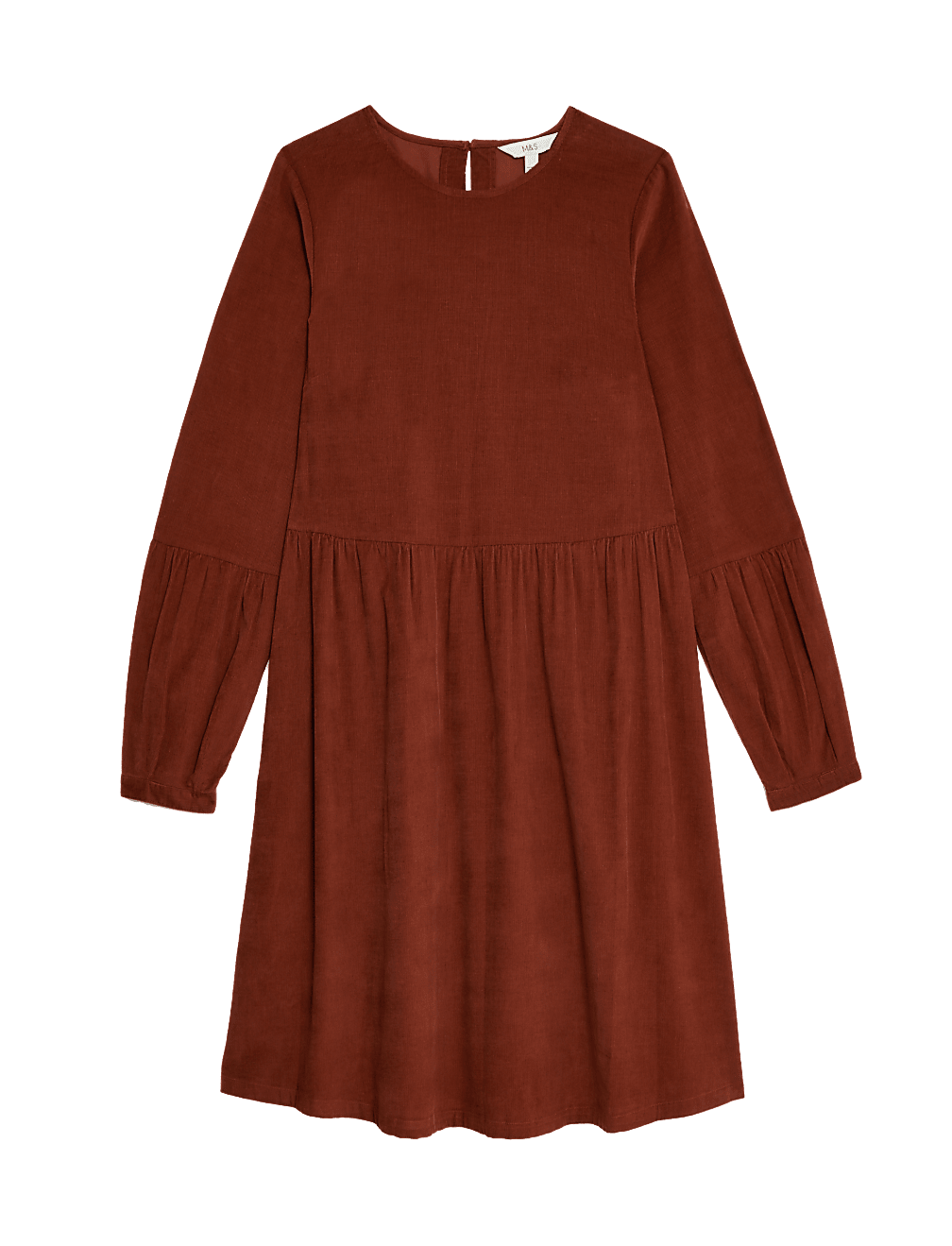 Cord Round Neck Mini Waisted Dress