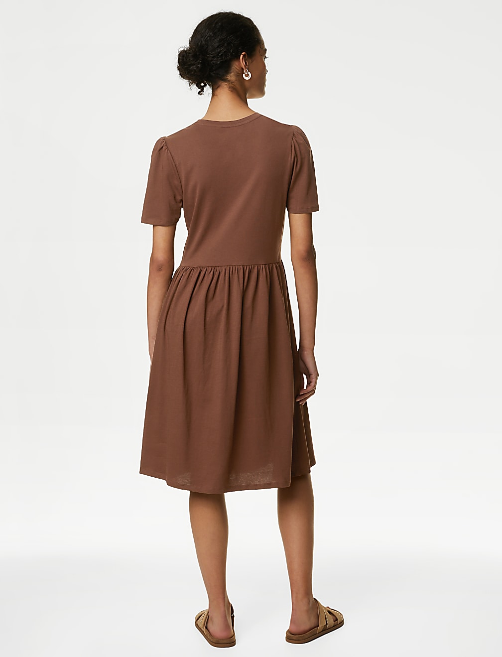 Jersey Round Neck Knee Length Skater Dress