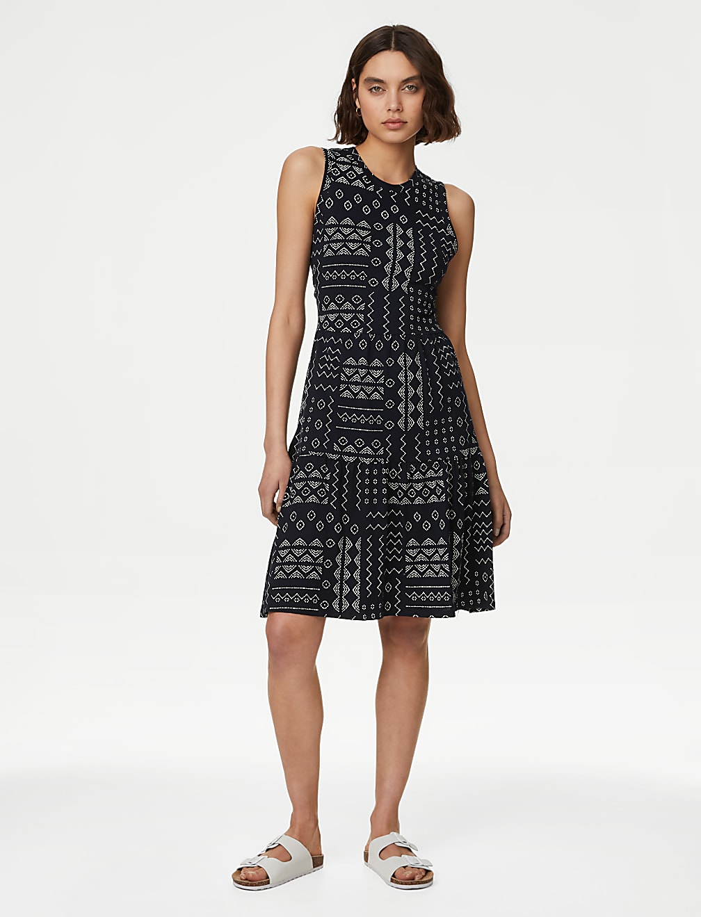 Pure Cotton Printed Knee Length Tiered Dress