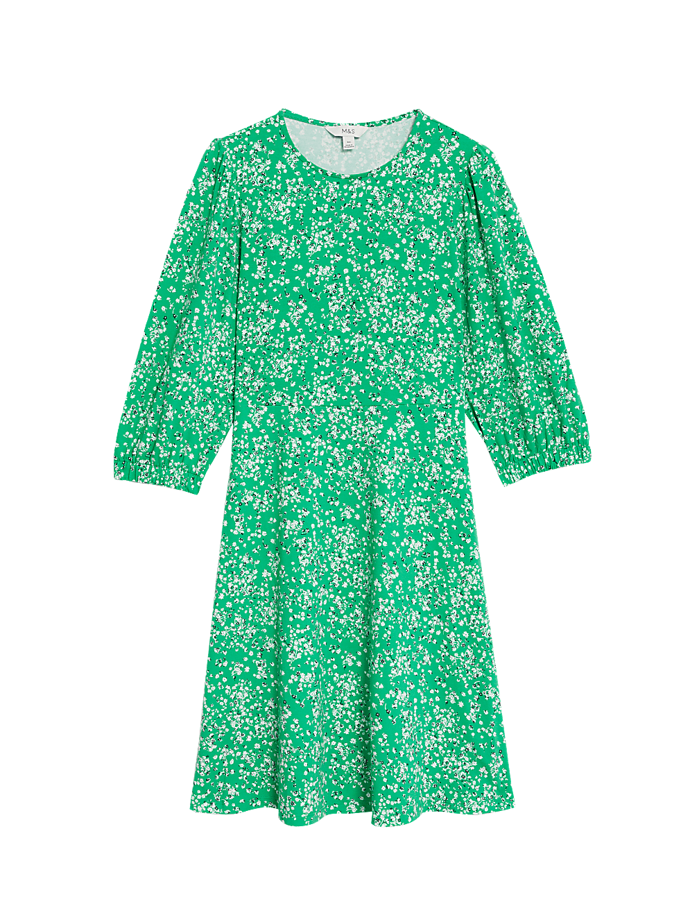 Printed Jersey Round Neck Mini Skater Dress
