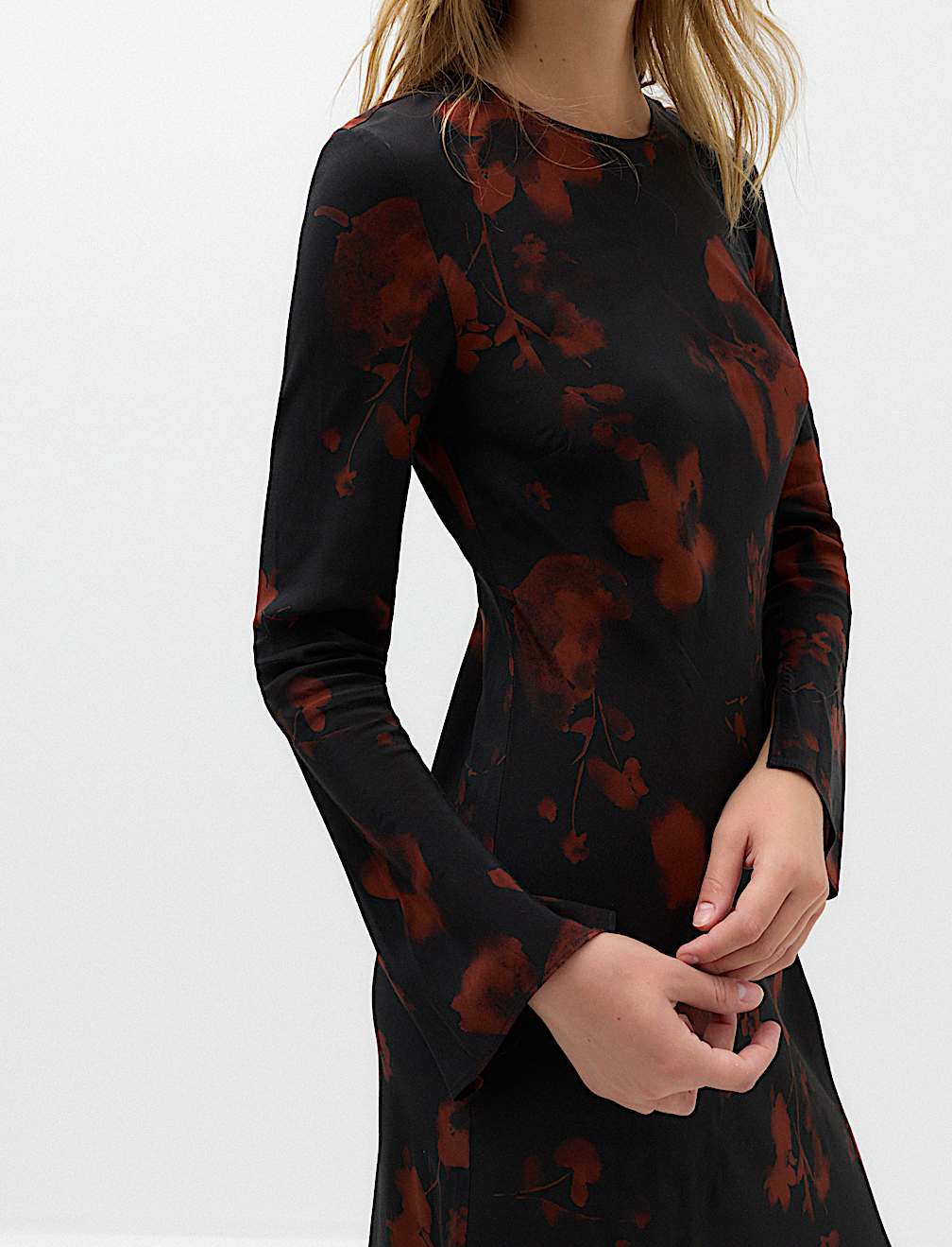 Satin Floral Midaxi Column Dress