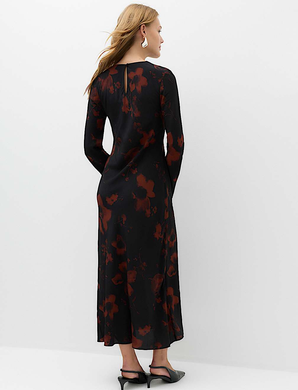 Satin Floral Midaxi Column Dress