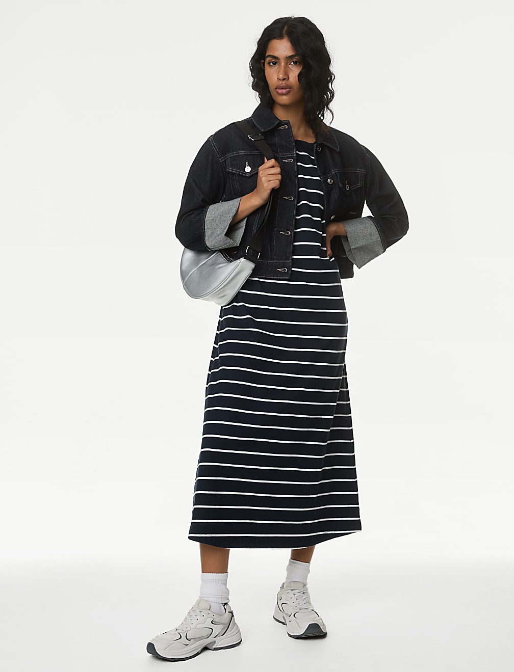 Pure Cotton Striped Midaxi T-Shirt Dress