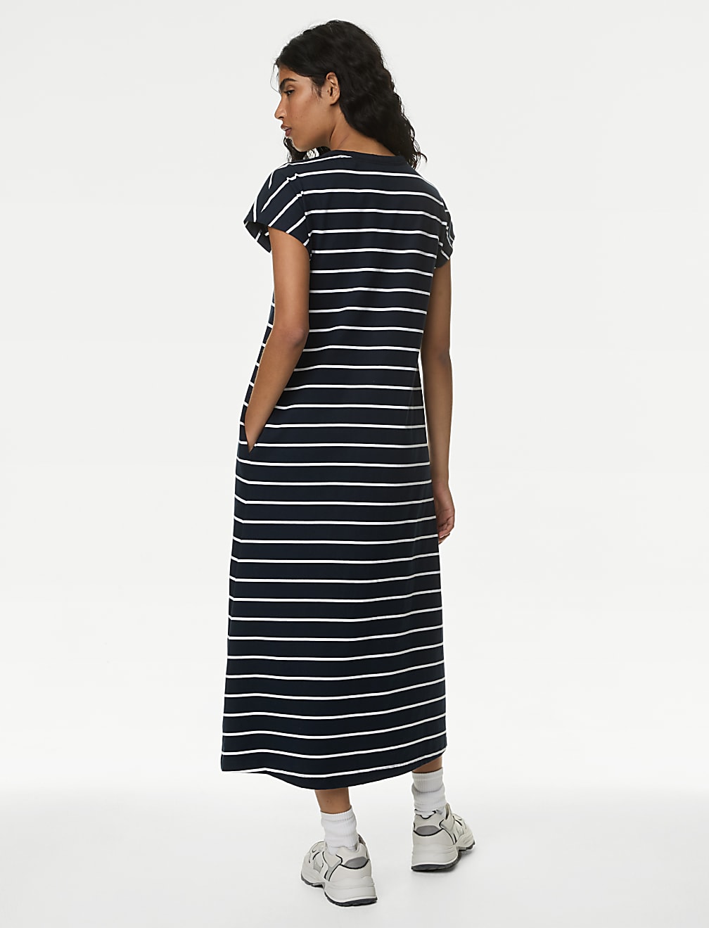 Pure Cotton Striped Midaxi T-Shirt Dress