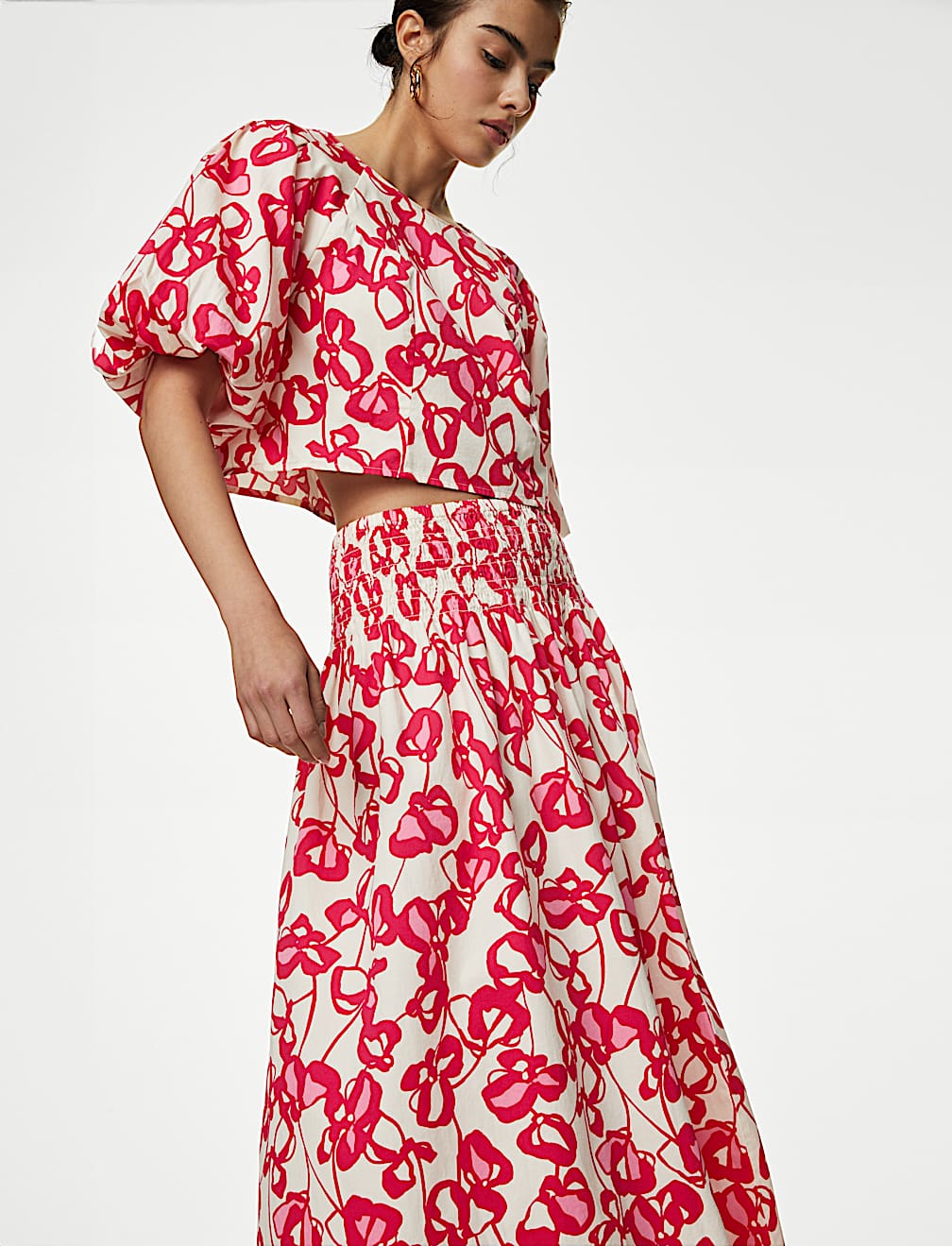 Pure Cotton Printed Maxi A-Line Skirt