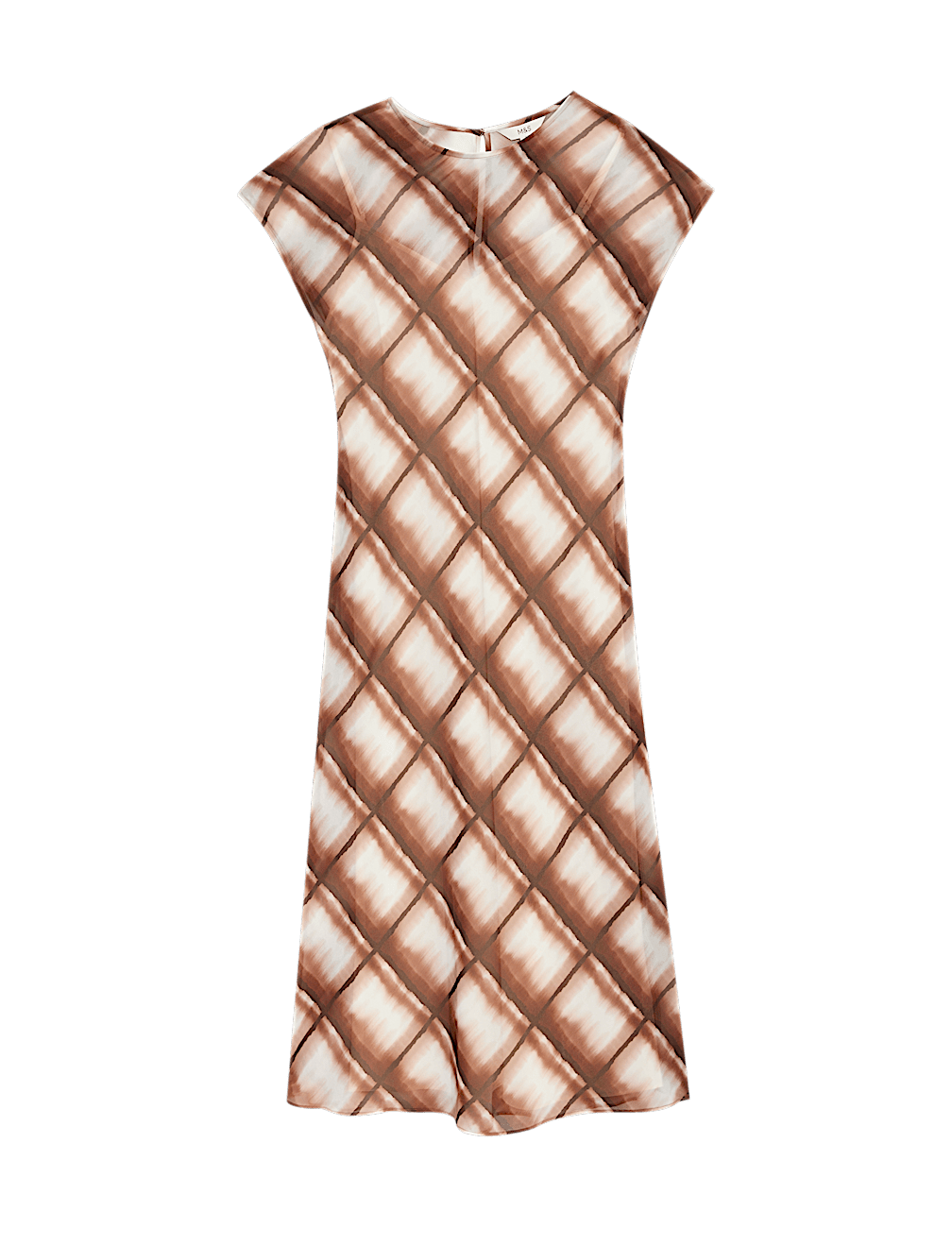 Printed Round Neck Midi Column Dress