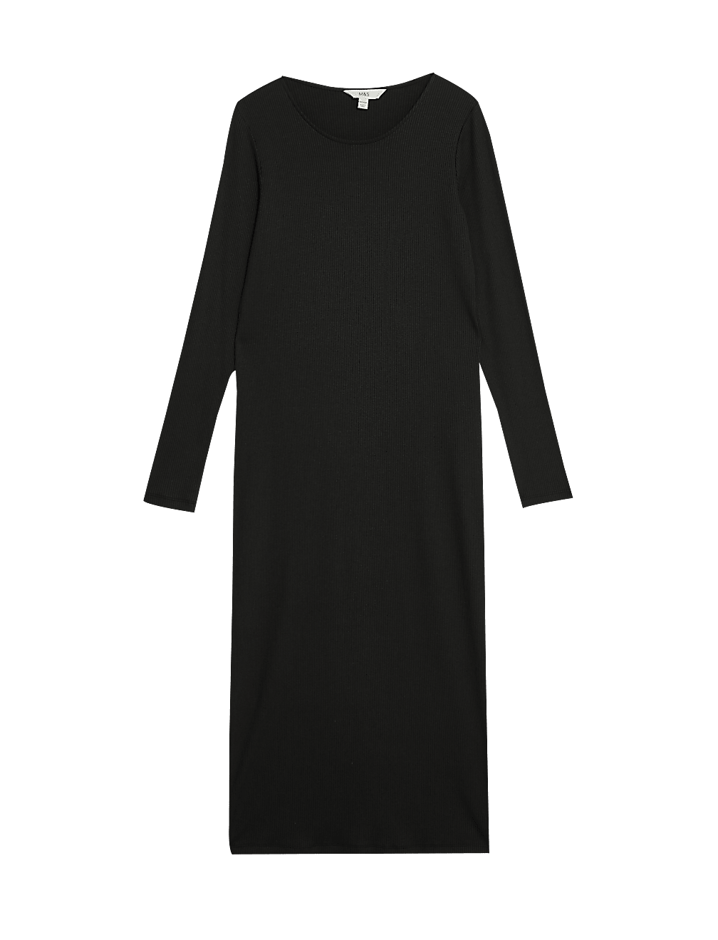 Cotton Blend Round Neck Midi Column Dress