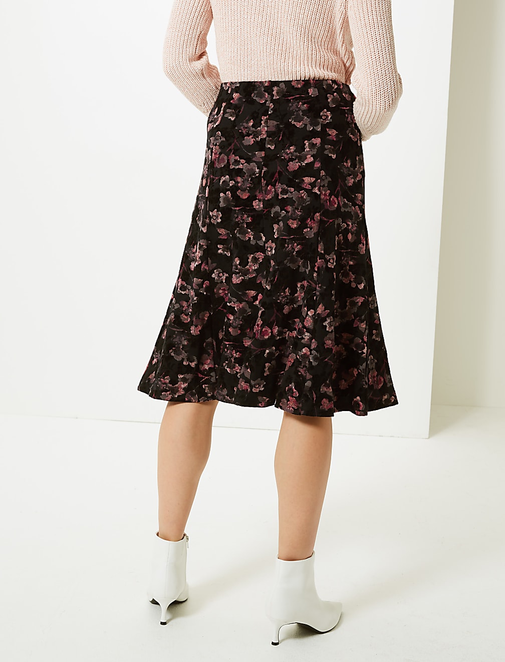 Floral Print A-Line Midi Skirt