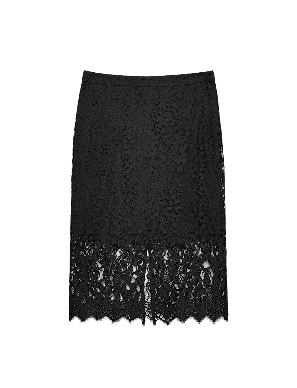 Cotton Blend Lace Knee Length Pencil Skirt