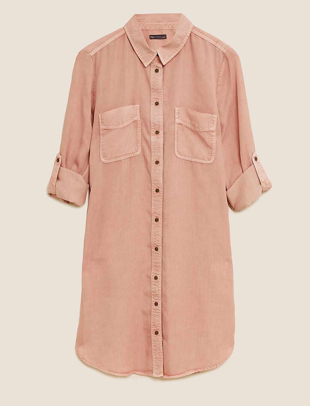 Tencel™ Knee Length Relaxed Shirt Dress