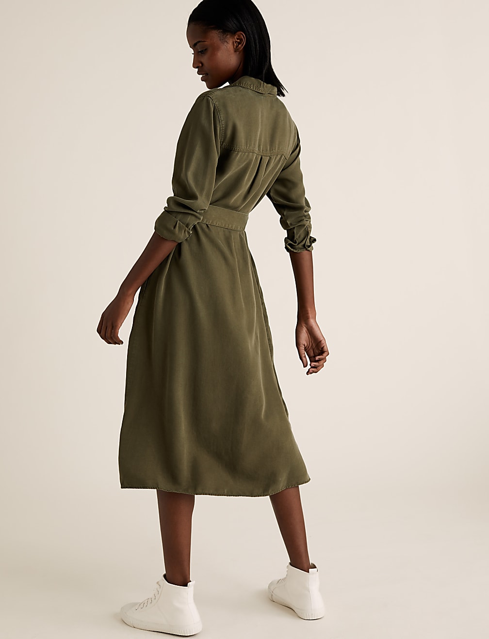 Belted Midi Shirt Dress